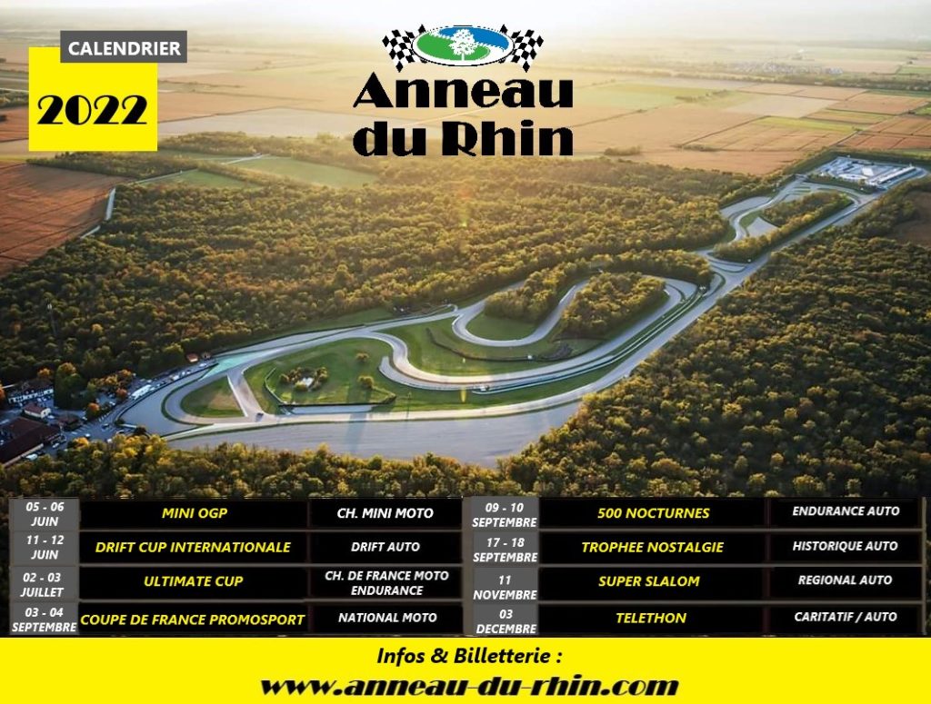 Calendrier Anneau Du Rhin 2023 Calendrier 2022 - Circuit De L'anneau Du Rhin | Stage De Pilotage En Alsace